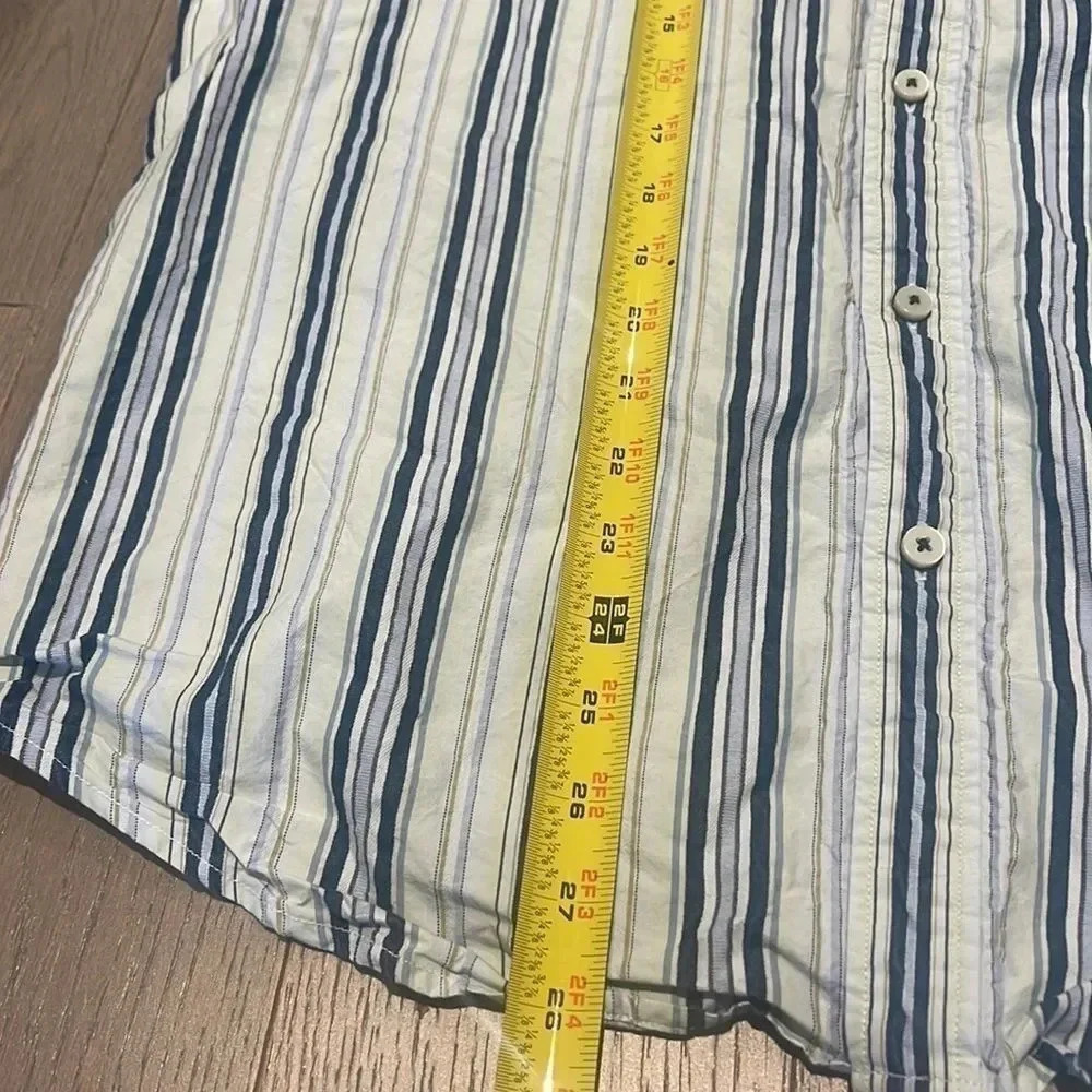 Tommy Bahama Men Size L White Blue Stripe Cotton Silk Shirt - Picture 10 of 10